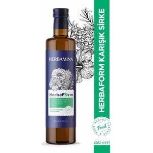 Herbamina Detox Herba Vorm Gemengde Azijn-Siroopvoeding met Kruidenextracten - Rozemarijn - Maïszijde - Hibiscus - Bromelaïne - Orkabloem - Duindoornextract - Tijm & Kamille - Aroma van Bosvruchten - 1 Fles van 250 ml