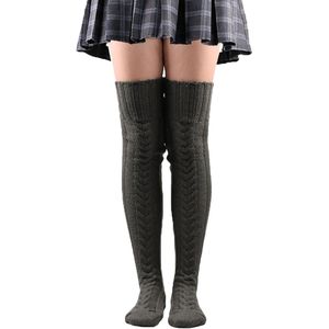 Kniekousen, gebreide warme damessokken, winter, effen, dik, warm, modieus, sportsokken