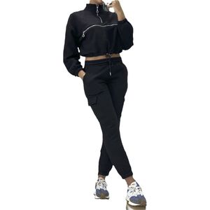 Dilena fashion jogging set black zipper