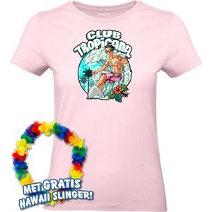 Dames t-shirt Surfing Time | Toppers in Concert 2024 | Club Tropicana | Hawaii Shirt | Ibiza Kleding | Lichtroze Dames | maat L