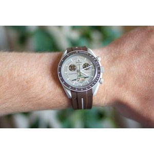 MoonSwatch horlogebandje - Bruin Wit Accent