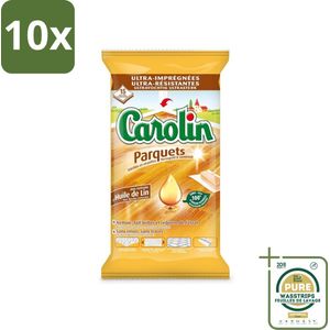 10 x Carolin - Parket Vloerdoekjes - Schoonmaakdoek - Met Lijnolie - 15 Doekjes - Grootverpakking - Parketvloerdoek - Parket Reinigen - Lijnolie - Hout Reinigen - Parketdoek