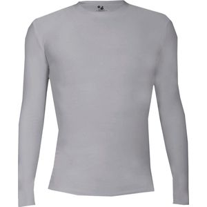 BADGER SPORT - Shirt Met  Lange Mouwen - Pro Compression - Diverse Sporten - Volwassenen - Polyester/Elastaan - Heren - Ronde Hals - Ondershirt - Zweet Afvoerend - Zilver - Large