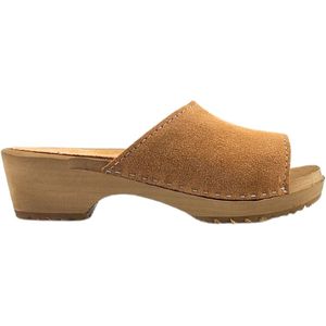 Houten sandalen met suede leren upper - Sandy Beige - Maat 37