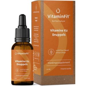 VitaminFit Vitamine K2 (MK7) Druppels - 100% Natuurlijk & Plantaardig - Biologisch Actief - 20 ML - Vloeibaar - Uit Natto-Extract