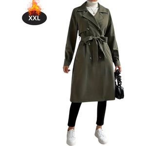 Nivard Mantel Dames - Tussenmantel - Jas - Mantelpakje - Trenchcoat - Overjas - Overcoat - Winter - Legergroen - S