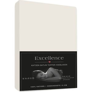 Katoen Satijn Topdek / Topper Hoeslaken 180x200+15 cm ECRU