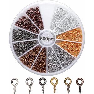 600 Stuks - Schroefhaken - Schroef Haak - Schroefogen - Lengte 8 mm - Ophanghaken - Schroefhaak - Muurhaak - Ophanghaken met Schroefbevestiging