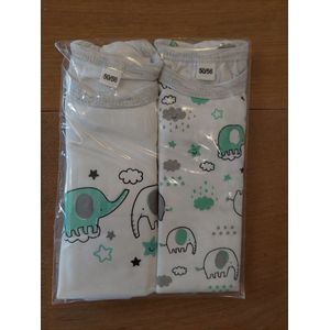 Baby unisex romper biologisch katoen - maat: 50/56 - print: "olifantje"
