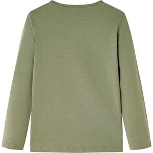 Kindershirt lange mouwen kaki - maat 128