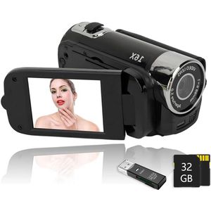 Gloovon Digitale Camera - Video Camera - 16 x Zoom - 1080P - 16MP - Digitale Fototoestel - Fotocamera - Inclusief 32GB SD-kaart - Zwart