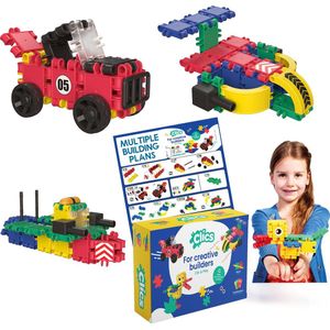 Clics 5 in 1 bouwblokken box– DUURZAAM SPEELGOED gemaakt van GERECYCLEERDE kunststof- bouwset 5 in 1 - speelgoed 4,5,6,7,8 jaar jongens en meisjes- educatief speelgoed- Montessori speelgoed- constructie speelgoed