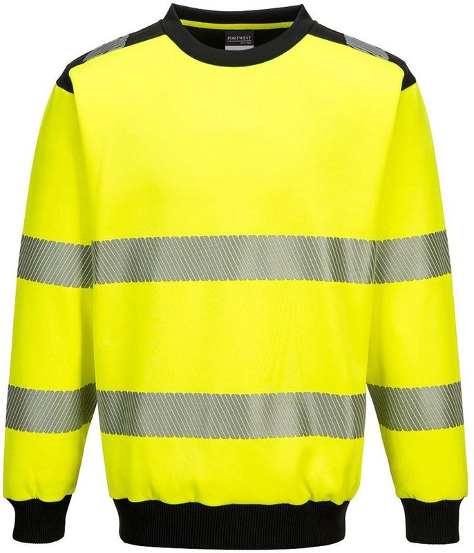 PW379 - PW3 Hi-Vis Sweatshirt met ronde hals Geel/zwart maat L