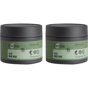 Derma Man - Eco-friendly Mud Wax met Sterke Fixatie- 2 x 75 ML - Hypoallergeen - Parfumvrij