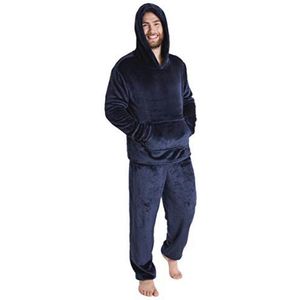 Warme Fleece Heren Pyjama met Hoody - Comfortabele Nachtkleding in Diverse Maten