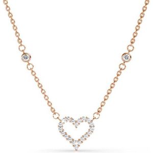 Shoplace Hart ketting dames open met Swarovski kristallen - 18K Rosegoud verguld - Halsketting - Swarovski ketting - Cadeauverpakking - 45cm - Rose goud - Moederdag