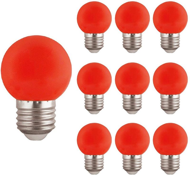 VITO LED Lamp G45 E27 - 2W (vervangt 15W) - 120lm - Rood Licht - 180-240V - Flikkervrij - Energiezuinig - 10 stuks
