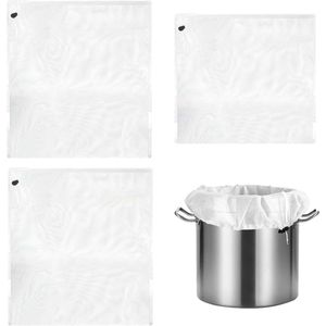 3 Stuks Filterzakken 46x40 cm/66x56 cm Voor Notenmel Groentemelkzak 100 Mesh Polyester Grote Zeefzakken met Trekkoord Herbruikbare Filterzak voor Bier Wijn