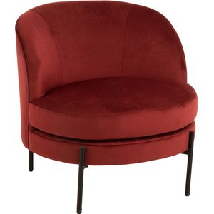 D'appoint - Fauteuil - rond - stof - rood -metalen frame
