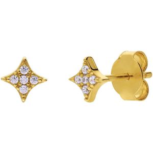 Lucardi Dames Zilveren goldplated oorknoppen voor dames - Oorbellen - 925 Zilver - Goudkleurig