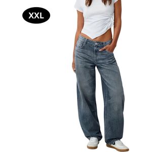 Bovista Lange Broek Dames - Spijkerbroek - Broeken - Spijker - Pants - Jeans - Trouser - Loose Fit - Straight Leg - Denim - Blauw - Maat XXL