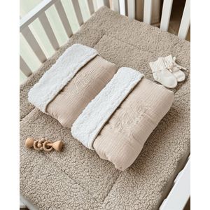 Boxkleed | dubbelzijdig | boucle | Teddy | Taupe | Comdykids| Comfortabel