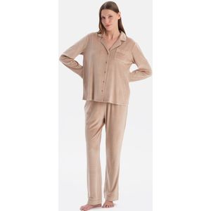 Dagi Pyjamaset met Lange Mouwen, Overhemdkraag en Broek met Normale Taille