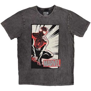 SpiderMan - Crouch Cartoon - T-shirt - Stone Wash