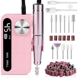 11-in-1 elektrische nagelfrees voor professionele manicure en pedicure, draadloos, 45000 omw/min met LCD-display