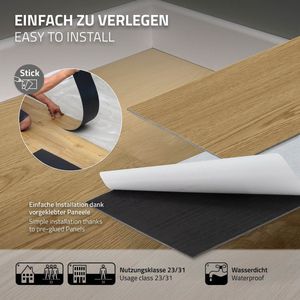 ML-Design Deluxe PVC vloer zelfklevende vinyl planken vinyl vloer 91,5 cm x 15,3 cm x 2 mm,dikte 2 mm, 4,46m²/32 planken, natuurlijke eik, houtlook, antislip, waterbestendig, eenvoudig te installeren