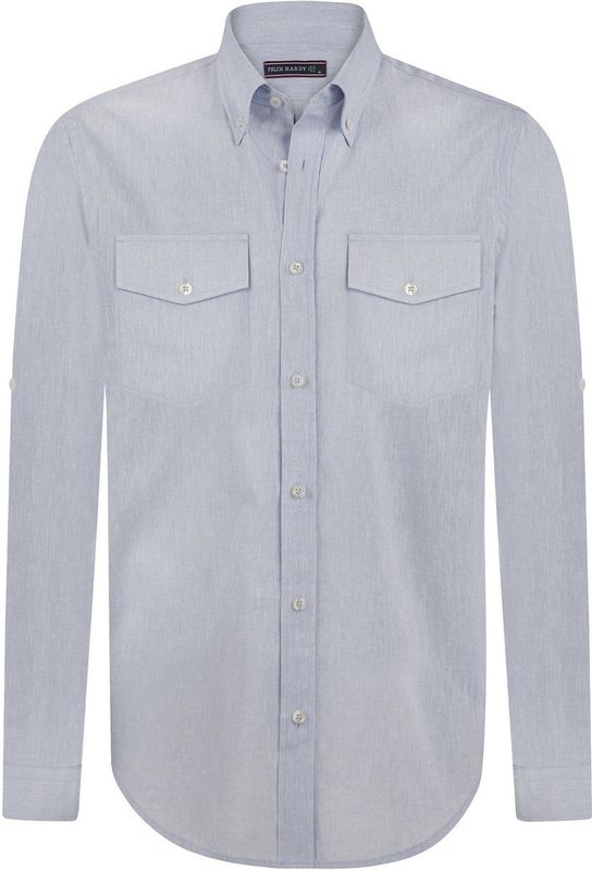 Felix Hardy Linnen Katoen Blend Shirt - Overhemd Heren Blauw - L