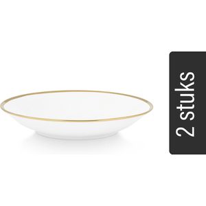 vtwonen Pasta Borden - Set van 2 - Wit/Goud - Porselein - Ø 25.5cm