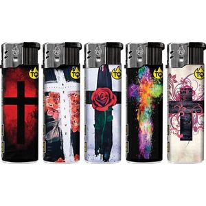 Elektronische aansteker hervulbaar - Design Cross - Display 50 stuks - wegwerpaansteker - electronic lighter - klik aanstekers