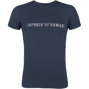 Emporio Armani heren O-hals shirt big logo blauw