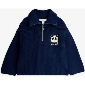 Gebreide panda trui donkerblauw 116-122