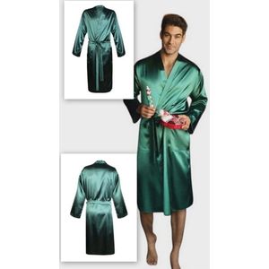 DKaren | Satijnen heren kamerjas - Christian | groen | cadeau mannen | XL