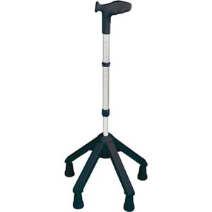 Rebotec Vierpoot Wandelstok Rechts Zwart