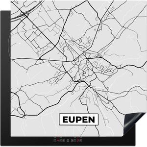 KitchenYeah® Inductie beschermer 78x78 cm - België – Eupen – Stadskaart – Kaart – Zwart Wit – Plattegrond - Kookplaataccessoires - Afdekplaat voor kookplaat - Inductiebeschermer - Inductiemat - Inductieplaat mat