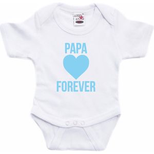 Papa forever blauw hart tekst baby rompertje wit jongens en meisjes - Kraamcadeau/ Moederdag cadeau - Babykleding 92