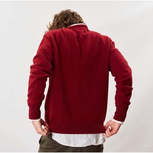 Osborne Knitwear Trui met V hals - Sweater heren in Lamswol - Pullover Heren - Pomegranate - XL