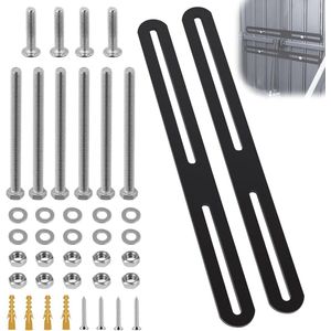 ByShane - Bevestigingsbeugels voor brievenbus - Set van 2 - Roestvrijstalen houders - Sleutelkast / sigarettenhouder bevestiging - Plat connector voor houten meubels - Mat zwart - 280 x 24 x 3 mm