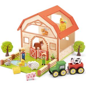 New Classic Toys Houten Speelgoed Boerderij Set met 20 speelfiguren