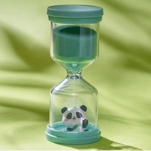 Bastix - Onbreekbare kunststof zandloper 30 minuten, kleurrijke zandloper voor kinderen met panda in macaron groen, tijdmanagement half uur, tijdtimer voor kinderen voor het leven van kinderen, leren, keuken,