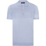 Jimmy Sanders - Tricot Polo Shirt - Blauw - Korte Mouwen - Heren
