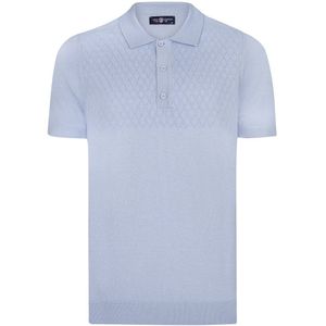Jimmy Sanders - Tricot Polo Shirt - Blauw - Korte Mouwen - Heren