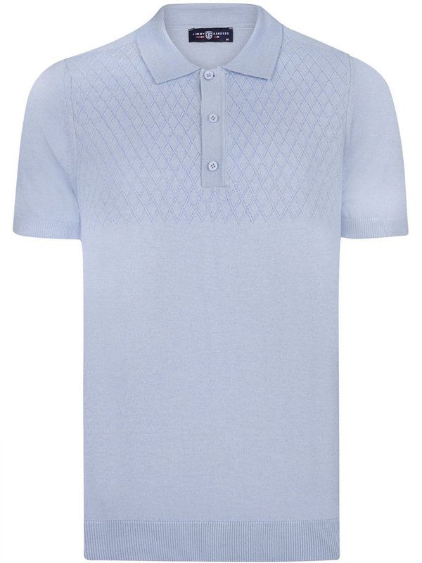 Jimmy Sanders - Tricot Polo Shirt - Blauw - Korte Mouwen - Heren