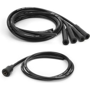 Ignition Cable 8 Mm Spark Plug Cable 1M Length High Efficiency Stable Spark Plug Wire Set for Classic Cars with 4 Cylinders (Black)