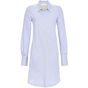 Helderblauw strepen doorknoopnachthemd - Blauw - Maat - 38