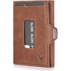 DONBOLSO Slim Wallet 9x7x1,5 cm - Premium Leren Mini Portemonnee met Muntenvak - 5 Kaartvakken - RFID-Bescherming - Vintage Bruin