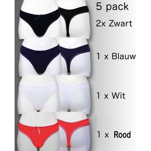 5 pak strings XL Zwart (2), Blauw, Wit, Rood